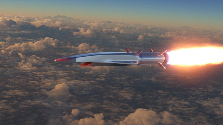 Hypersonic rocket flies above the clouds
