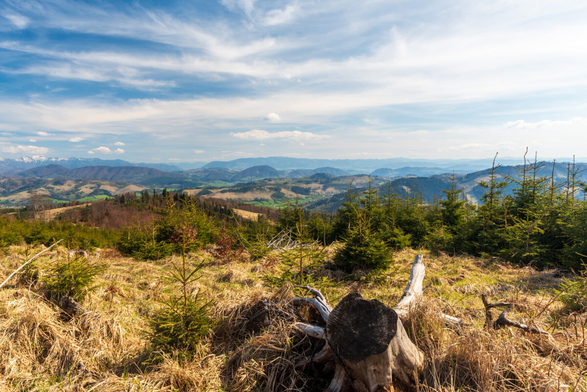 View from Chotarny kopec hill in Javorniky mountains in Slovakia