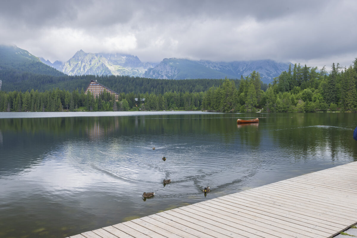 Strbske pleso lake with High Tatras mountains in summer time, Slovakia