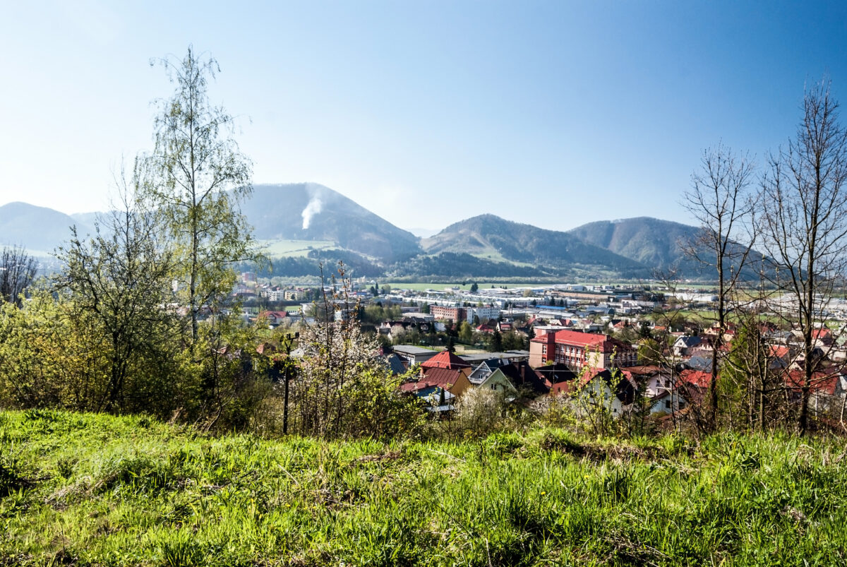 City with hills on the background and clear sky in Slovakia