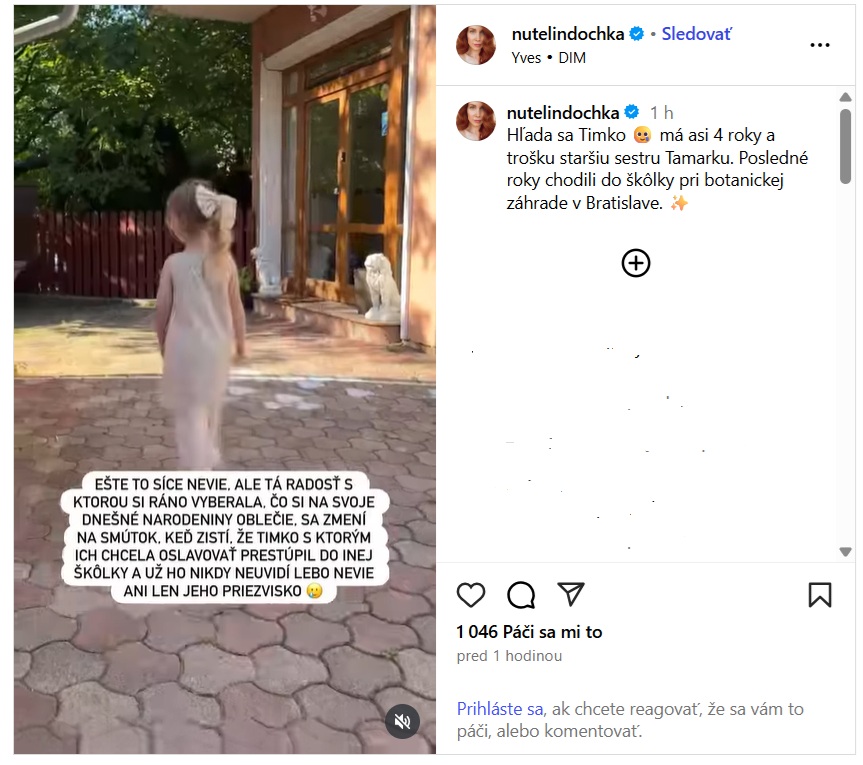 Insta post - Hlada sa Timko