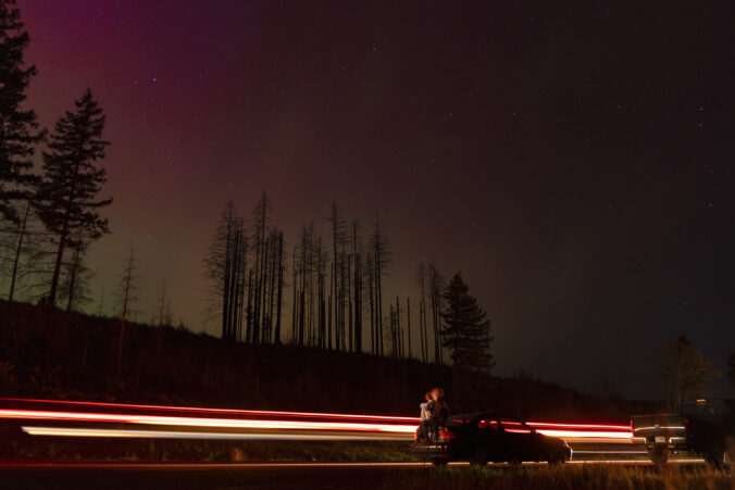 hory krajina aurora borealis polárna žiara