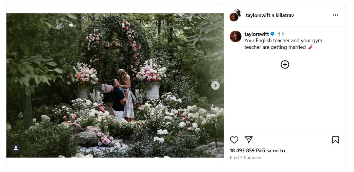 Speváčka Taylor Swift a Travis Kelce takto oznámili svoje zasnúbenie.