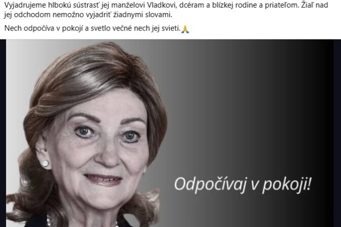 Vo veku 77 rokov zomrela Anna Záborská.
