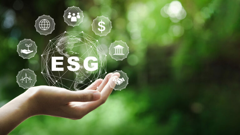 ESG icon concept in the hand for environmental, social, and gove