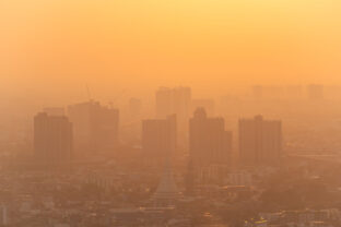 Bad air with PM 2.5 dust in the atmosphere  in the city