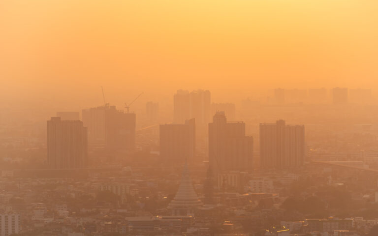 Bad air with PM 2.5 dust in the atmosphere  in the city