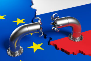 Broken gas pipe between the European Union and Russia.