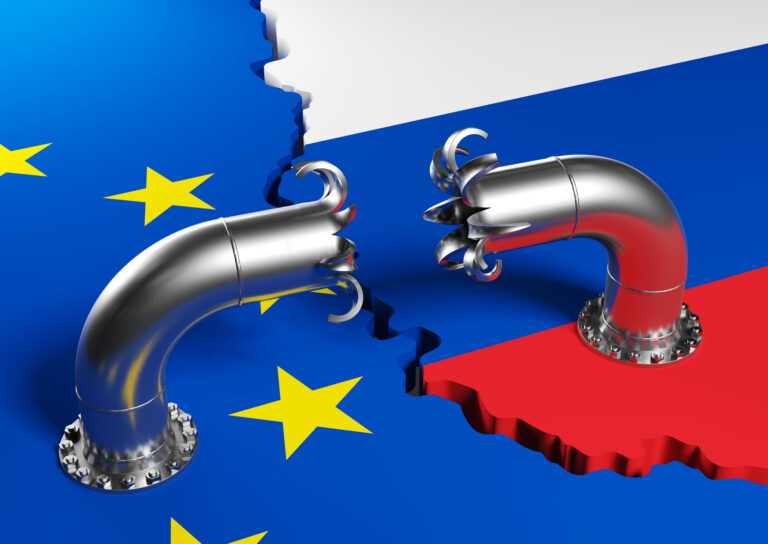 Broken gas pipe between the European Union and Russia.
