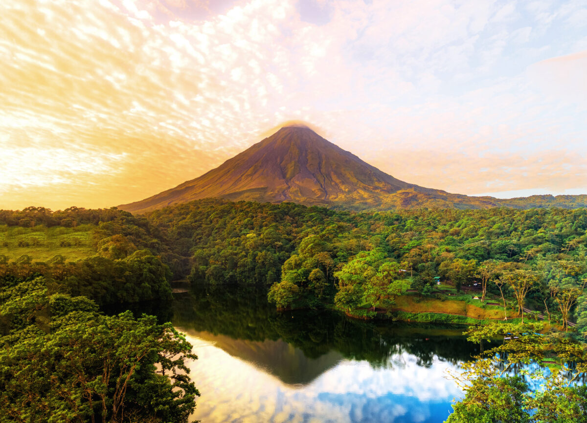 Cone shaped volcano landscape