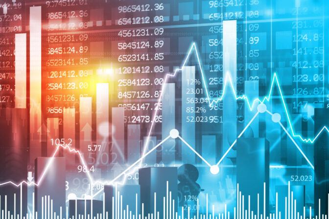 Stock market index graph. Candlestick chart, Stock market growth illustration