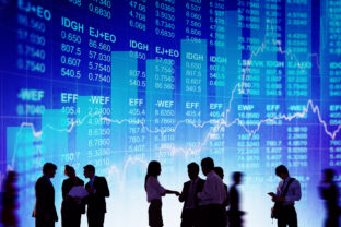 Silhouette Business People Discussion Stock Market Concept