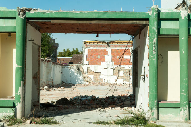 Reparation of the residential building foundation base after strong earthquake who completely destroyed safety structure