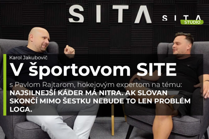 Pavol Rajtar, hokejovy expert v rozhovore s Karolom Jakubovičom v Štúdiu SITA počas natáčania video podcastu V športovom SITE.