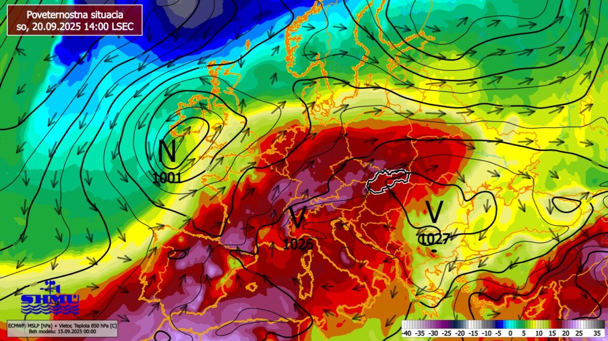 Poveternostná situácia v sobotu 20. septembra o 14.00.