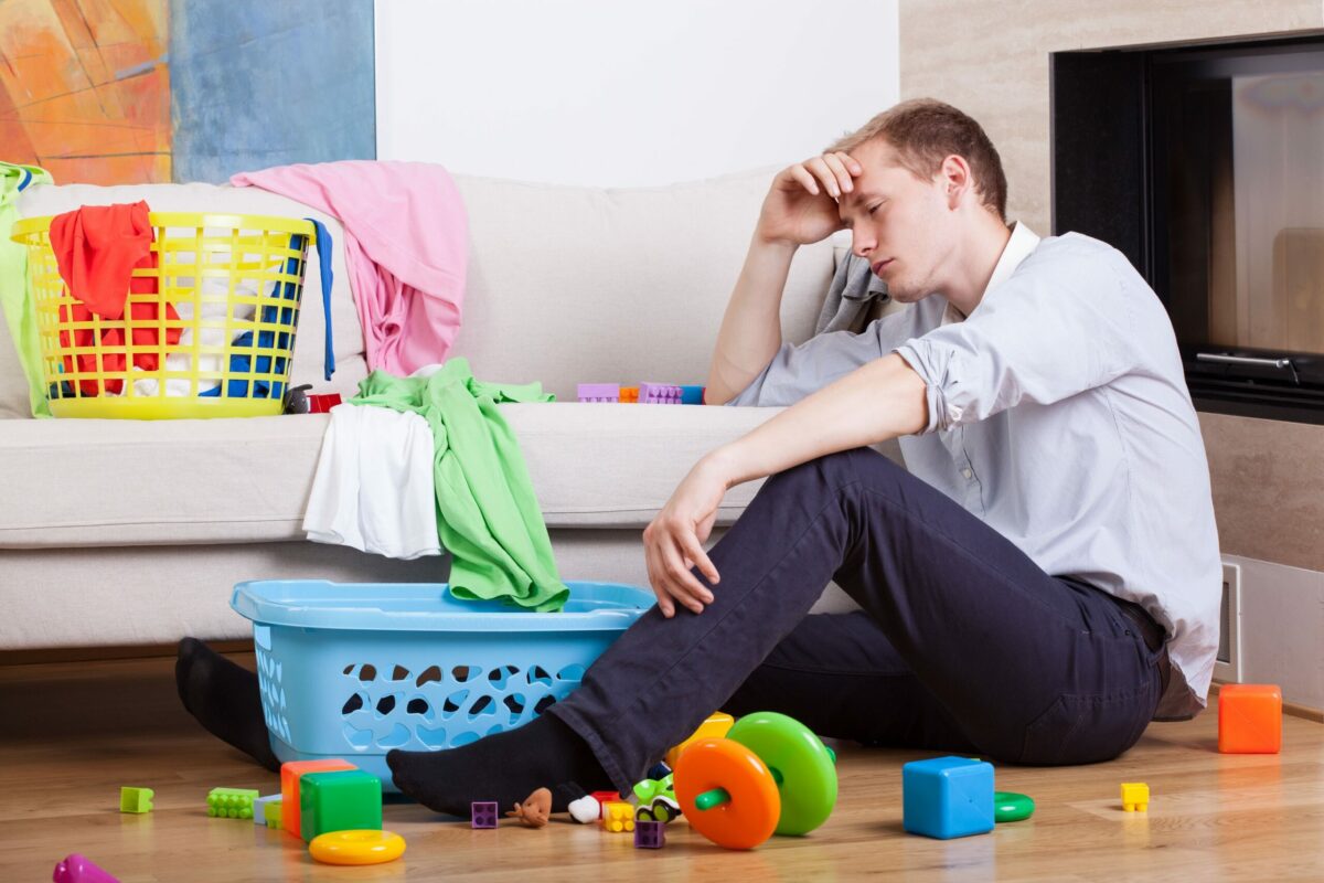 Lonely,Tired,Father,Sitting,With,Child