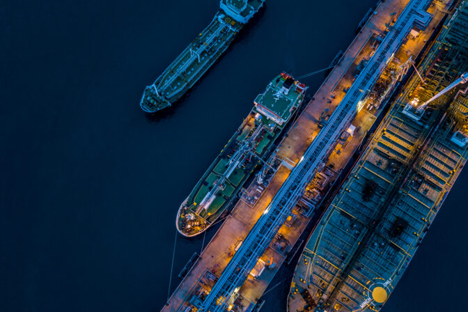 Aerial view Crude oil tanker