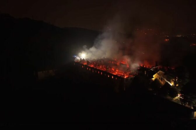 Požiar kláštora Bernaga v severnom Taliansku