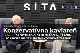 Stanislav Janota a Daniel Lukáč v rozhovore o tom, že Rusi sa za štyri roky posunuli o 40km pri natáčaní video podcastu Konzervatívna kaviareň v Štúdiu SITA.