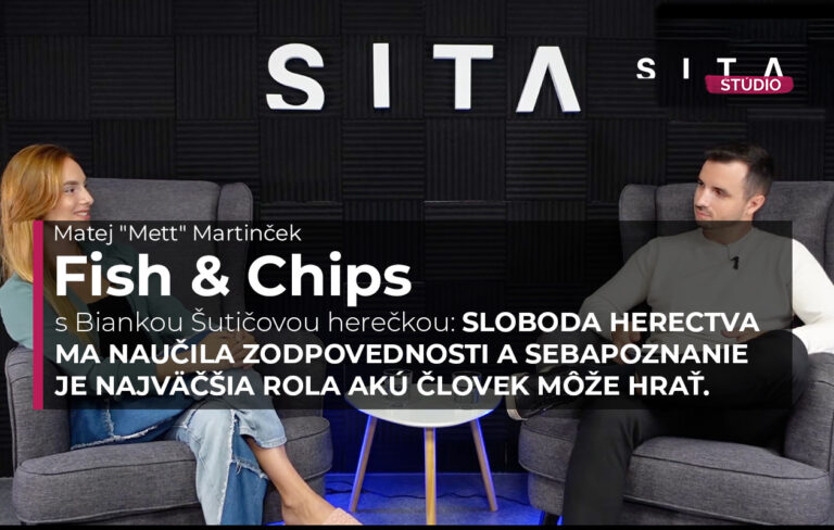 Bianka Šutičová, herečka v rozhovore s Matejom Martinčekom počas natáčania video podcastu Štúdia SITA - Fish&Chips