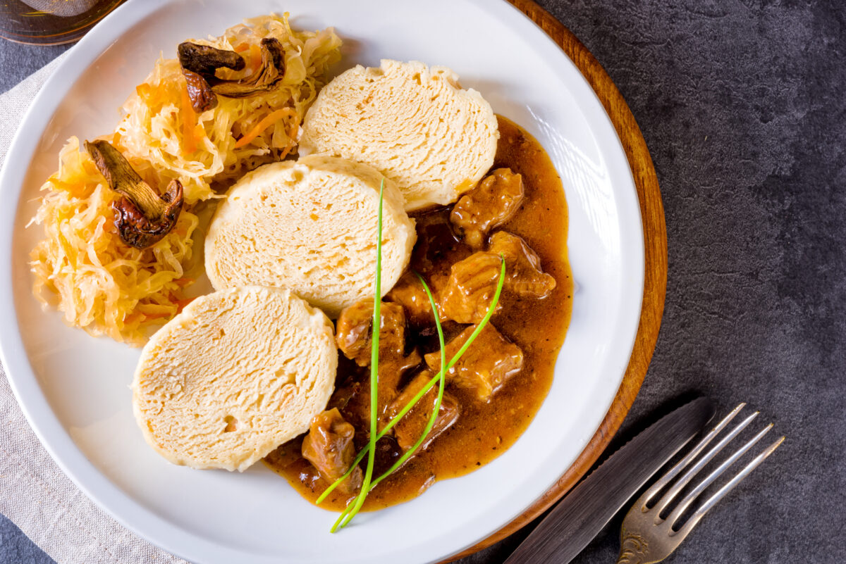 Original Czech dumpling with goulash