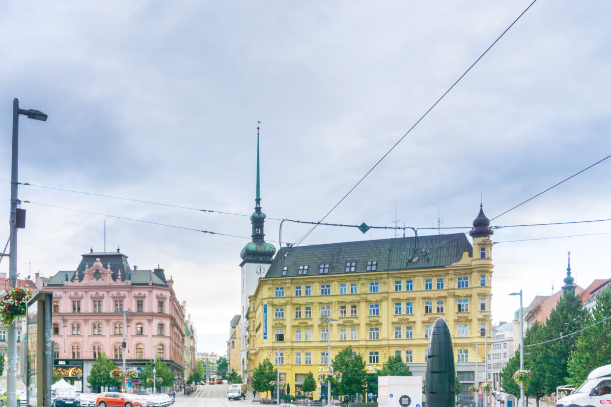 BRNO, CZECH REPUBLIC - July 25, 2017: Street view of downtown in Brno, Czech Republic