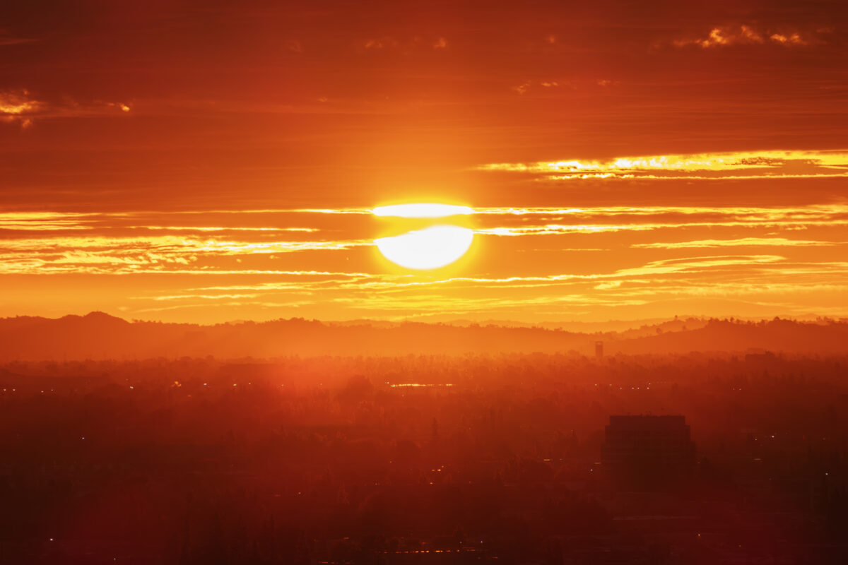 Los Angeles California Morning Fiery Sunburst