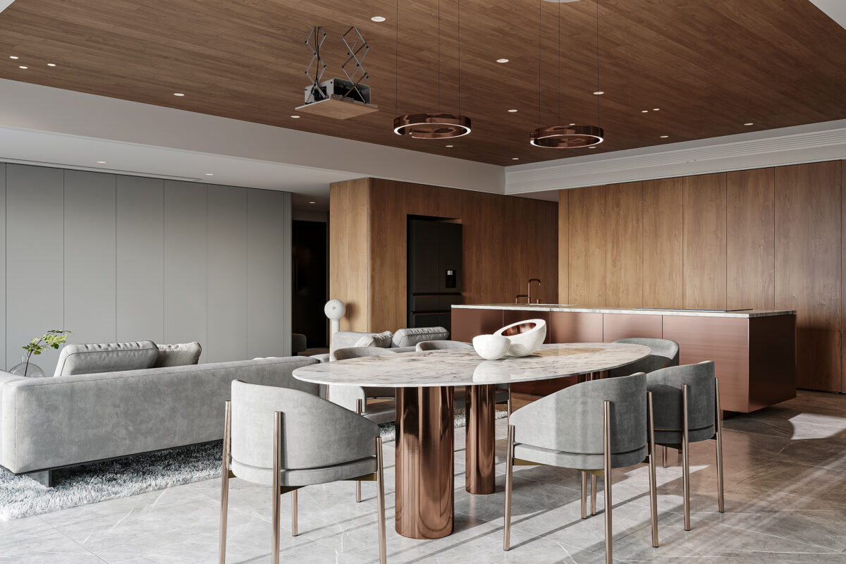 Modern Open Concept Dining and Living Room with Contemporary Design