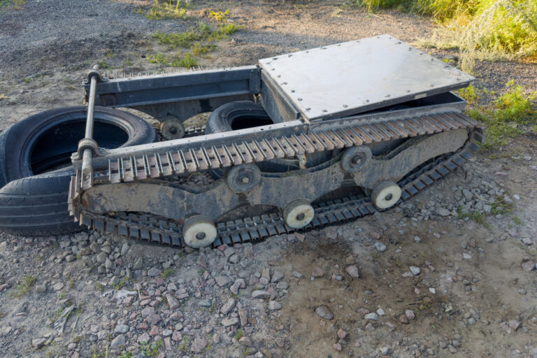 Platform of small full track electric battery unmanned ground vehicle