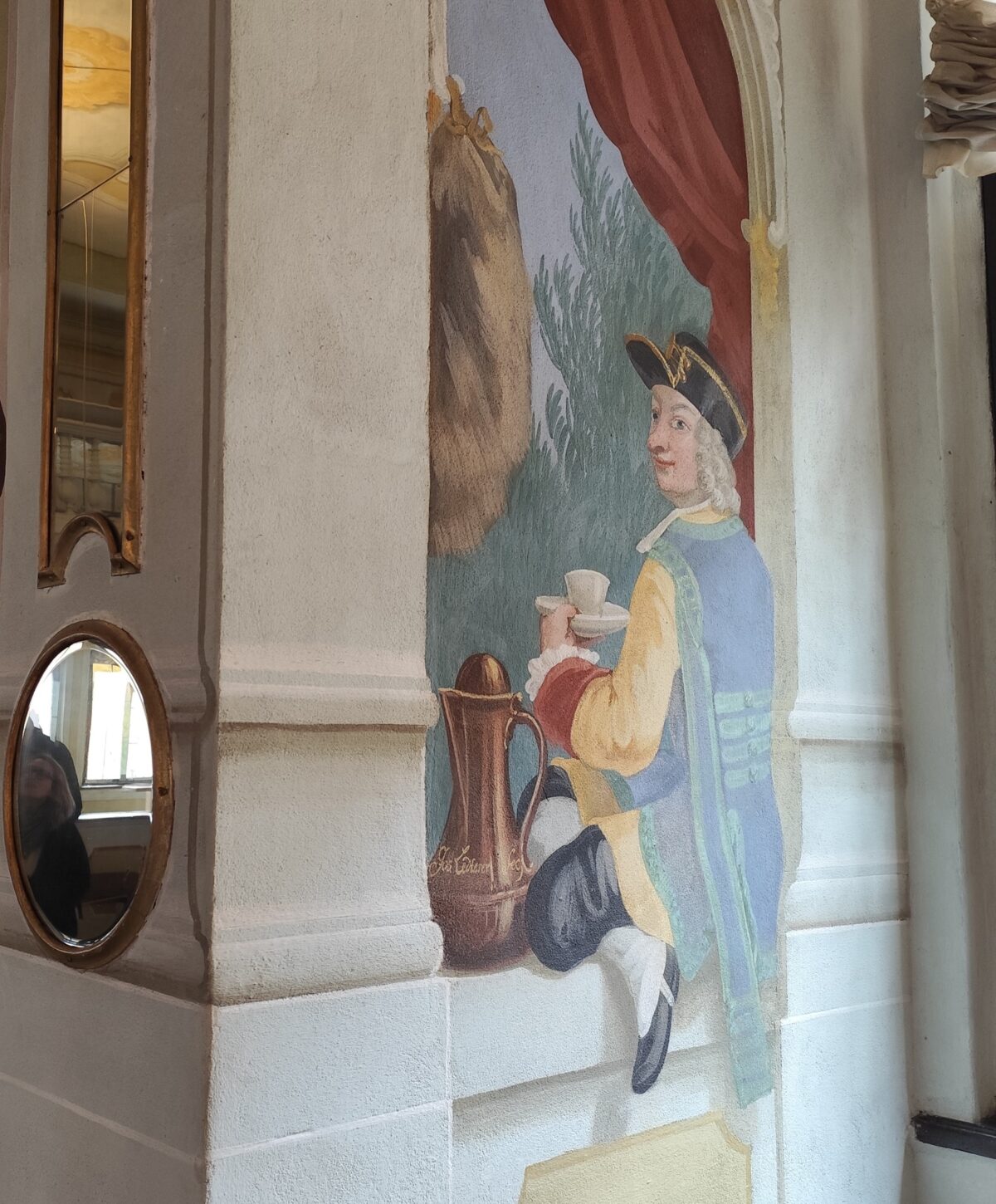 Autoportrét Jozefa Lederera v Maškarnom sále v Českom Krumlove.