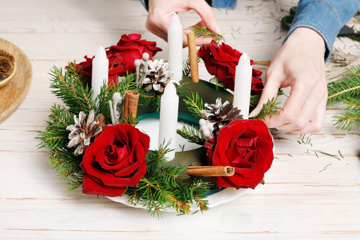 výroba adventného venca