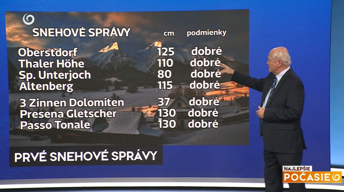 Snehové správy meteorológa Petra Jurčoviča v relácii Najlepšie počasie na TV Joj (Nemecko)
