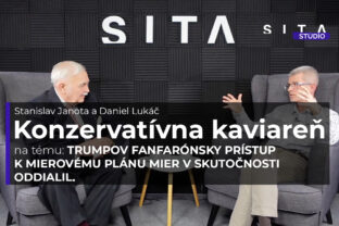 Stanislav Janota a Daniel Lukáč počas nahrávania video podcastu Štúdia SITA s názvom Konzervatívna kaviareň.