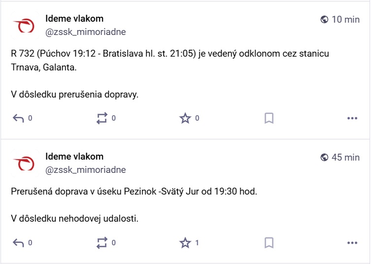 Zrážka vlakov pri Pezinku.