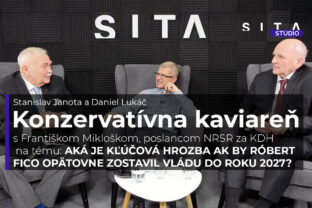 František Mikloško, poslanec NRSR za stranu KDH počas rozhovoru so Stanislavom Janitor a Danielom Lukáčom v Štúdiu SITA.