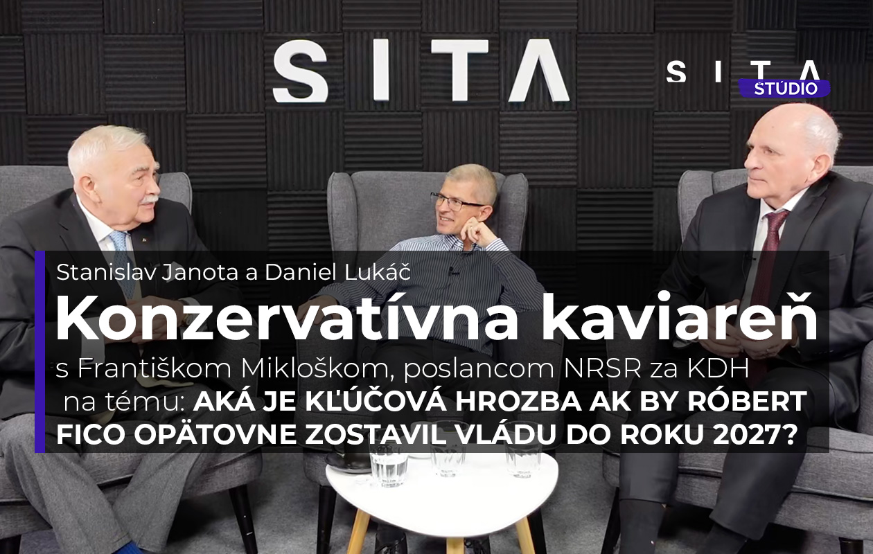 František Mikloško, poslanec NRSR za stranu KDH počas rozhovoru so Stanislavom Janitor a Danielom Lukáčom v Štúdiu SITA.