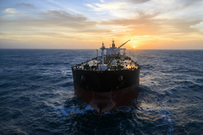 The oil tanker in the high sea