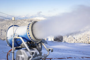 Snow gun for artificial snow production in a skiing area in Austria