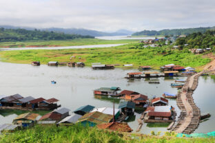 The old wooden bridge Mon in Sangkhla Buri