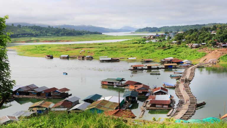 The old wooden bridge Mon in Sangkhla Buri