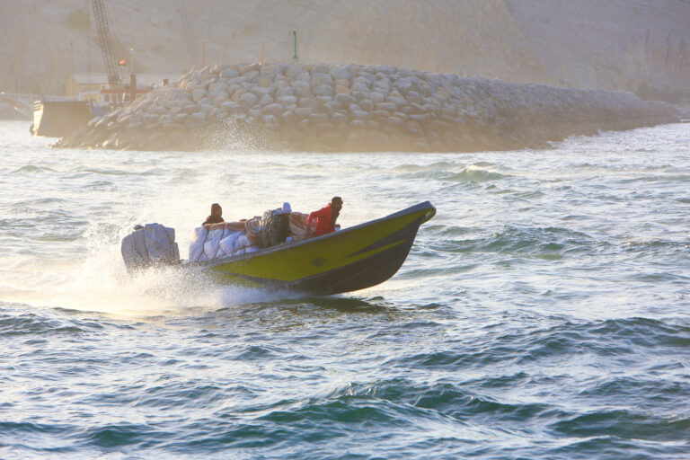 Smugglers shipping goods from Khasab, Oman, to Iran