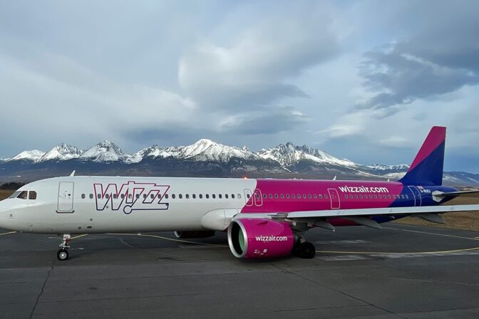 Lietadlo Wizz Air na Letisku Poprad Tatry.