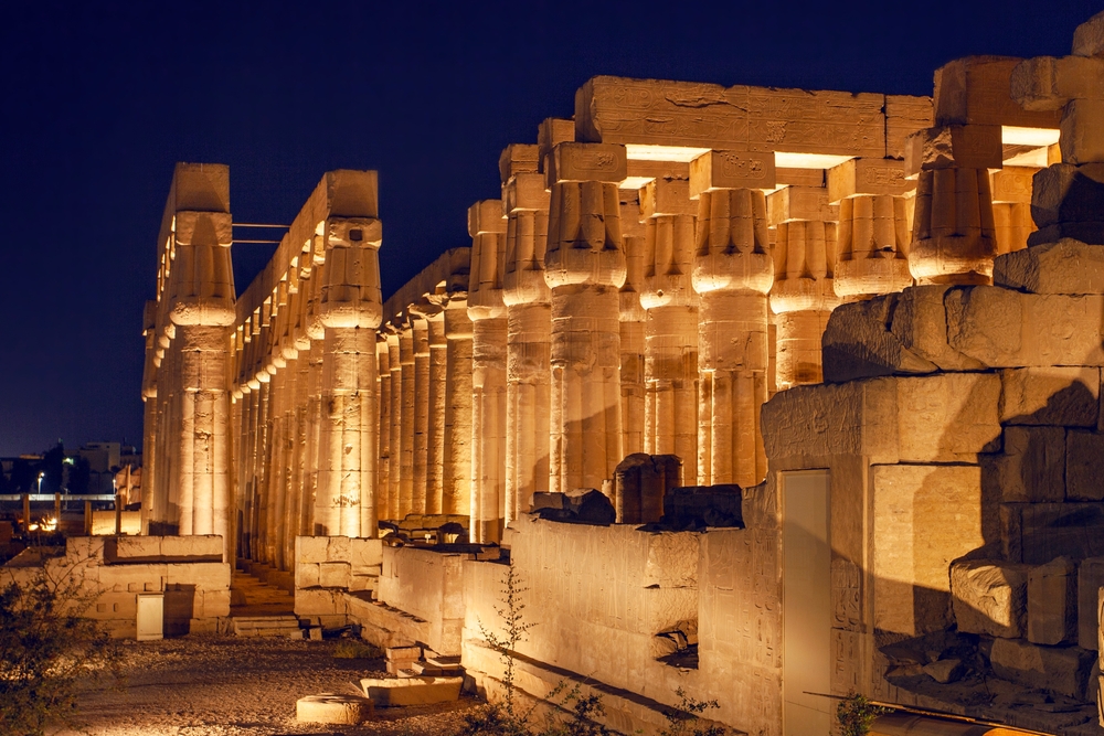 Luxor,,Egypt, ,March,12,,2025:,Illuminated,Luxor,Temple.,The