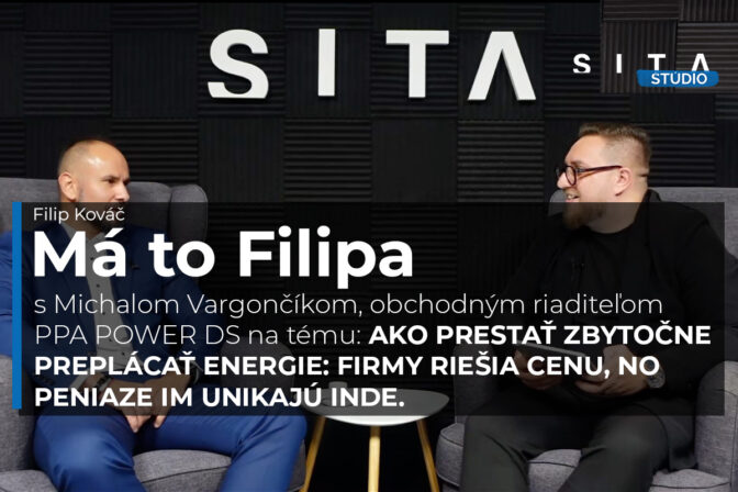 Michal Vargončík, obchodný riaditeľ PPA POWER DS v rozhovore s Filipom Kováčom počas nahrávania video podcastu v Štúdiu SITA.