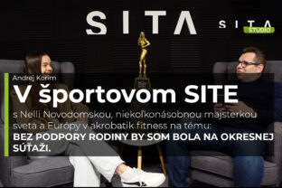 Nelli Novodomská, niekoľkonásobná majsterka sveta a Európy v akrobatik fitness počas rozhovoru v štúdiu SITA.