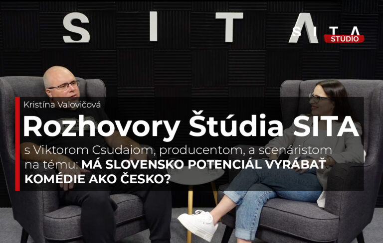 Viktor Csudai, producent a scenárista v rozhovore s Kristínou Valovičovou počas nahrávania video podcastu Rozhovory Štúdia SITA.
