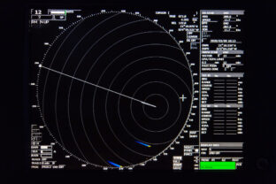 Digital navigation display with ship radar.