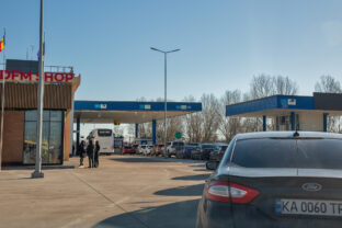Cars on customs checkpoint Palanca - Maiaky of Moldova - Ukraine state border.