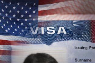 Close up detail of American VISA