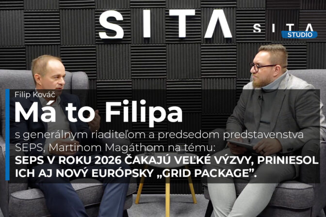 Martin Magáth, generálnym riaditeľom a predsedom predstavenstva Slovenskej elektronizačnej a prenosovej sústavy (SEPS) v rozhovore s Filipom Kováčom počas nahrávania video podcastu v Štúdiu SITA.